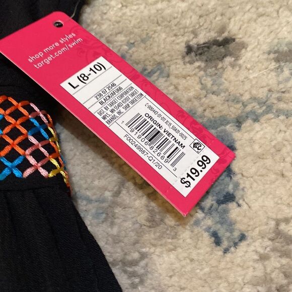 New W Tags Xhilaration Black Embroidered Top / Bathing Suit Coverup - Picture 5 of 14